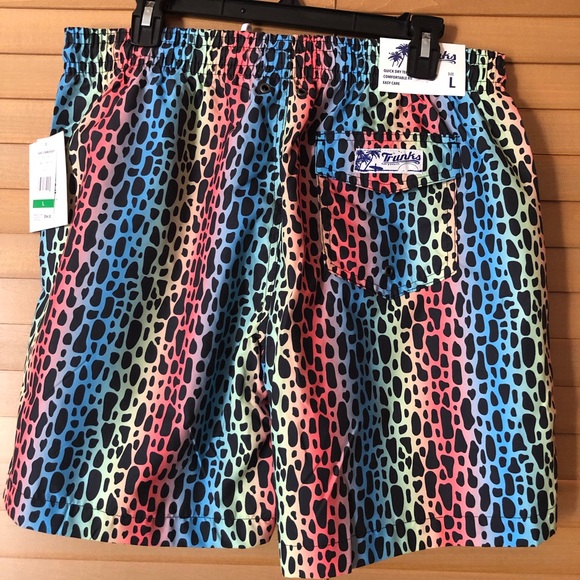 TRUNKS SURF & SWIM CO. NWT MEN’S SWIM SHORT OMBRÉ LEOPARD 3 POCKETS SIZE LARGE - Picture 4 of 8